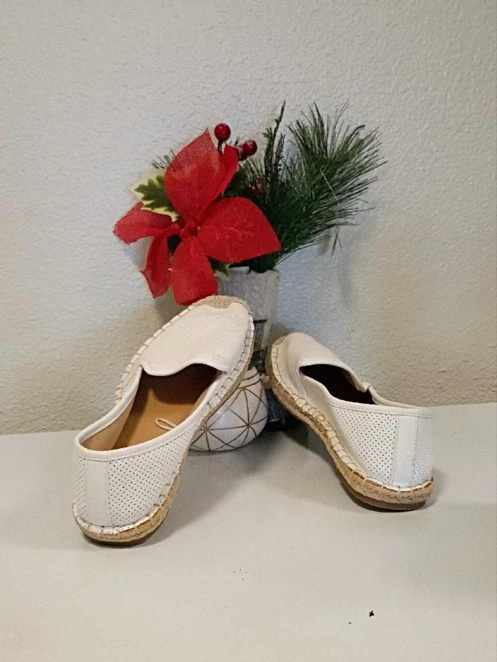 Time and Tru Women's Cream Perforated Espadrille Slip-Ons
